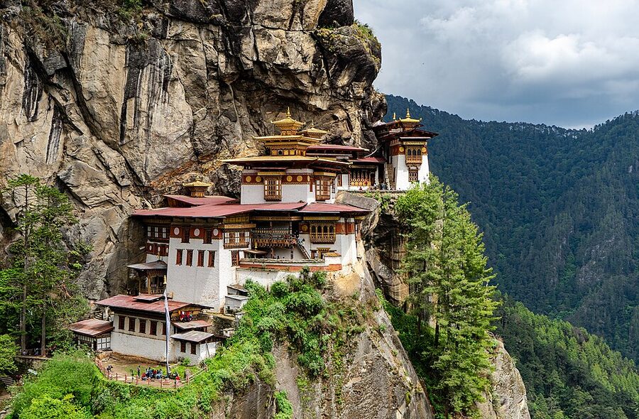 Paro Taktsang, the Tiger's Nest monastery clinging to a cliff in the Paro Valley, Bhutan