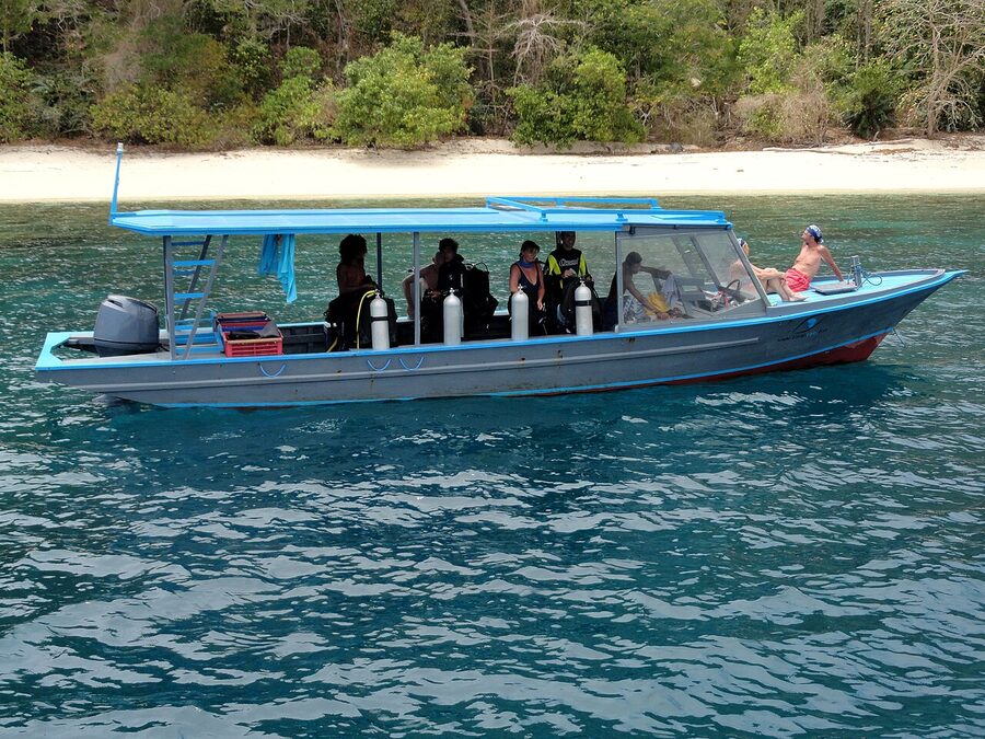 Coral Eye dive boat off Pulau Bangka North Sulawesi Indonesia