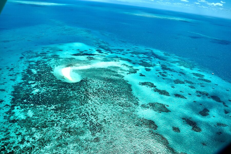 Aerial view of the Great Barrier Reef Queensland Australia