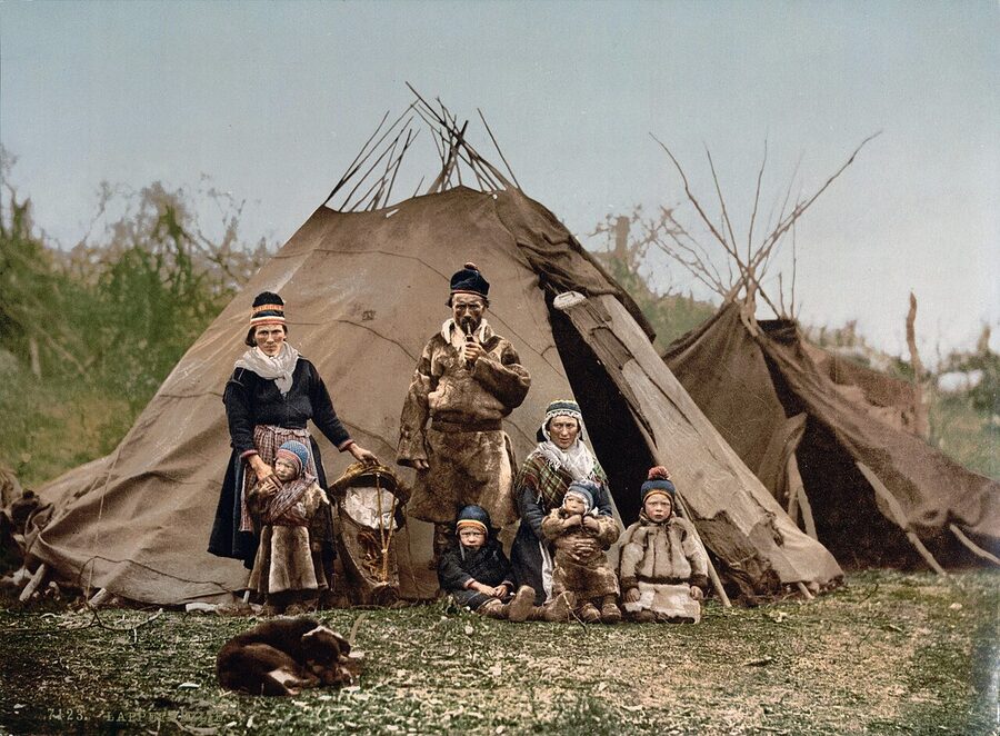 A Sami family photographed in Scandinavia around 1900